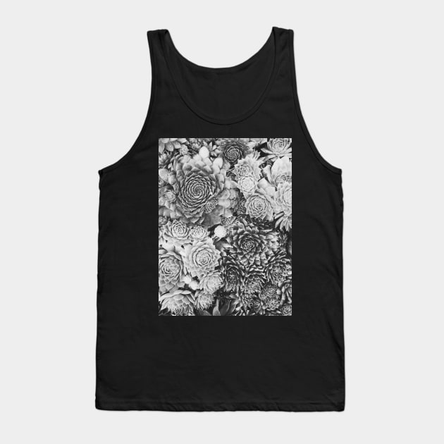 Succulent Plant Overhead Black and White Background Tank Top by visualspectrum